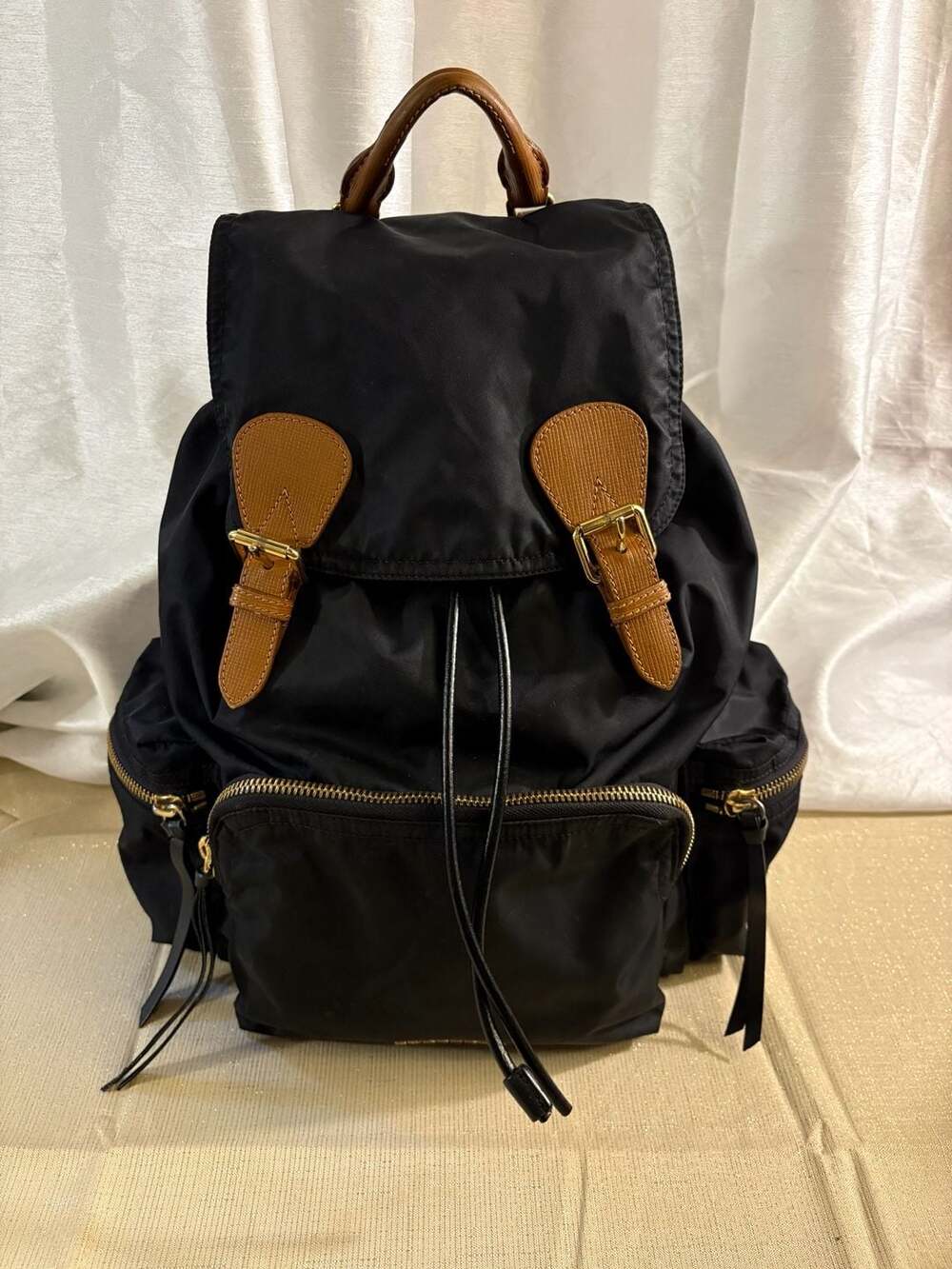 Burberry Nylon and Leather Rucksack Backpack